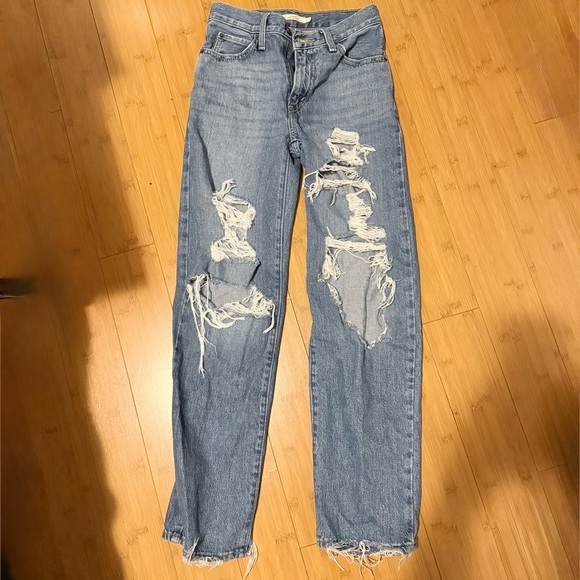 Levi's Denim - Levi's Light Blue Distressed Straight Leg Jeans